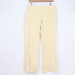 Hillard & Hanson Womens Size 6 Pale Yellow Stretch Cotton Straight Leg Pants
